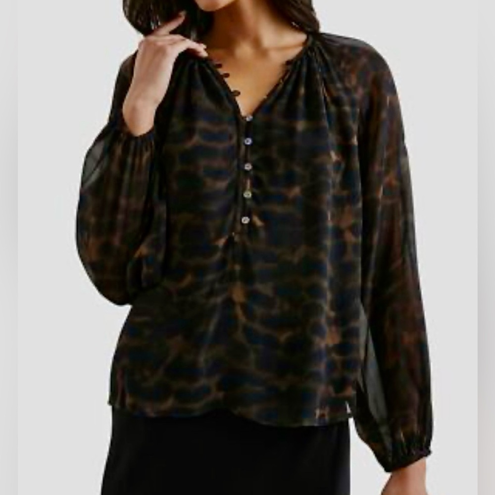 Rails Brown and Black Sheer Blouse - Picture 4 of 16